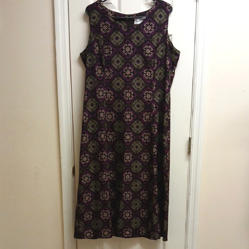 Danny & Nicole Maroon, Gray And Cream  A-Line Maxi Dress. See Description (L)